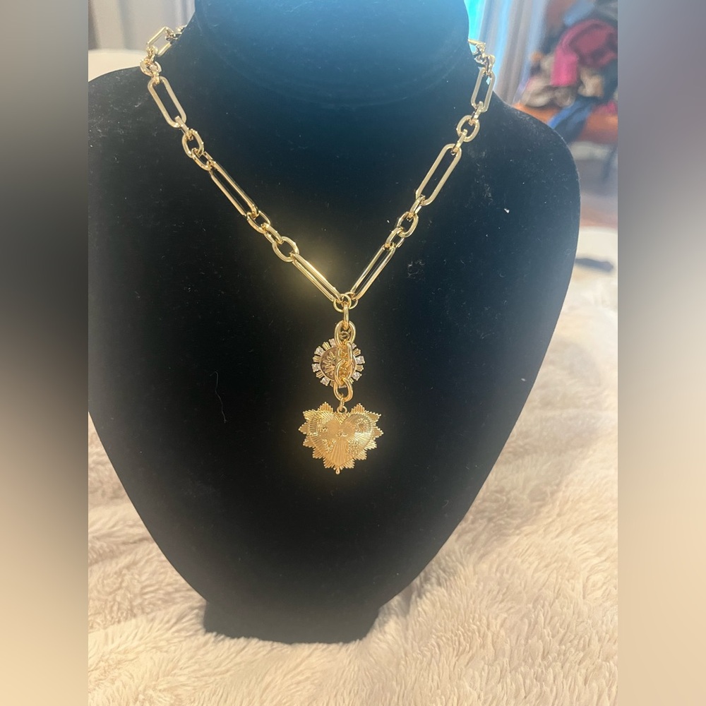 New Gold 18K Gold plated Initial Heart
Pendant Necklace